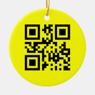☺ Lycklig Ansikte Smiling Emoji - QR-kod Julgransprydnad Keramik