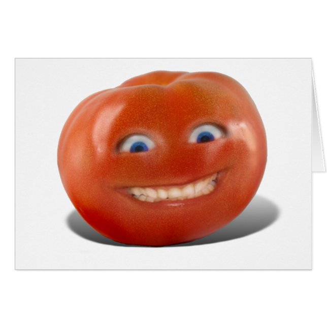 Lycklig Ansikte Smiling Tomato Hälsningskort (Framsidan Horizontal)