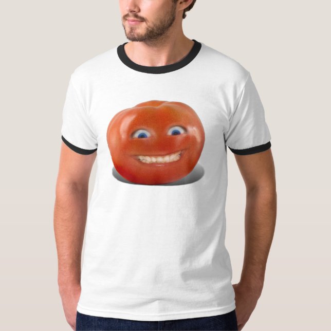 Lycklig Ansikte Smiling Tomato Tee Shirt (Framsida)