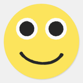 Lycklig Ansikte Stickers Gult Smiling Emoticon Runt Klistermärke