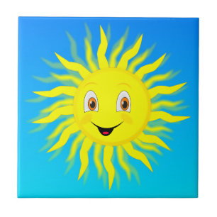 Lycklig Ansikte Sunshine Kakelplatta