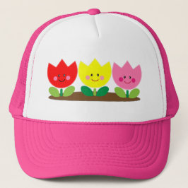 Lycklig Ansikte Tulip Flowers Garden art Keps