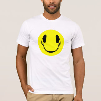 Lycklig ansiktehörlurar tee shirt