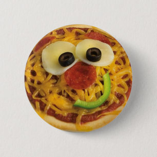 Lycklig ansiktePizza knäppas Knapp