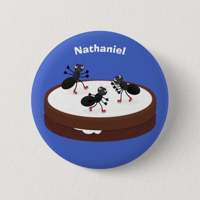 Lycklig ants isar på tecknad av cookie knapp (Framsida)