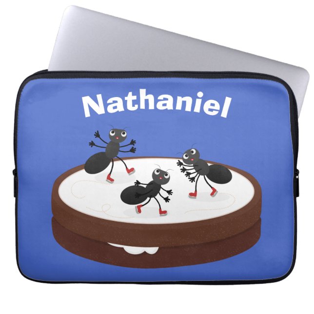 Lycklig ants isar på tecknad av cookie laptop fodral (Framsidan)