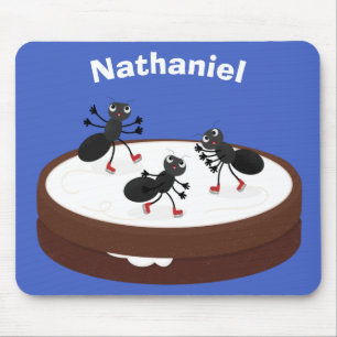 Lycklig ants isar på tecknad av cookie musmatta
