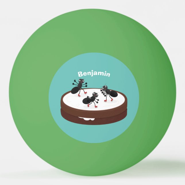Lycklig ants isar på tecknad av cookie pingisboll (Framsidan)