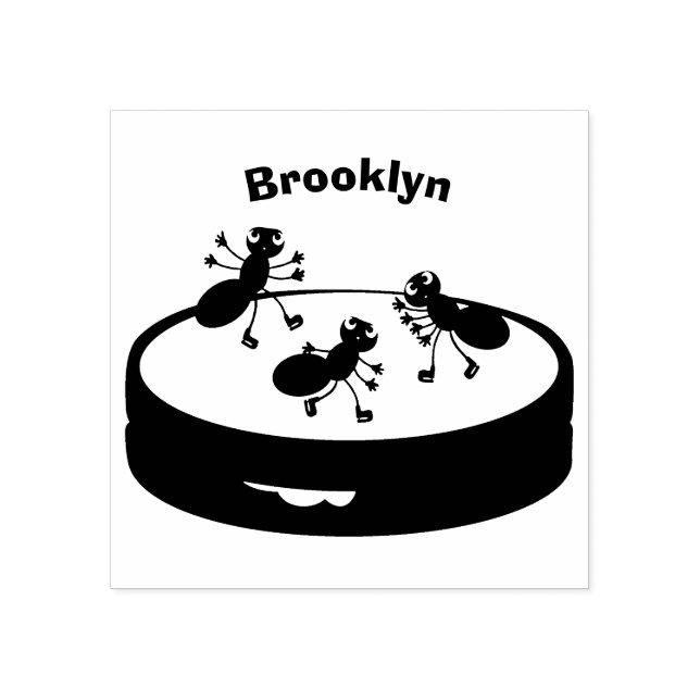 Lycklig ants isar på tecknad av cookie stämpel (Tryck)
