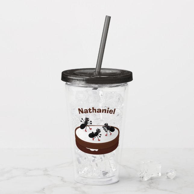 Lycklig ants isar på tecknad av cookie take away mugg (Baksida Ice)