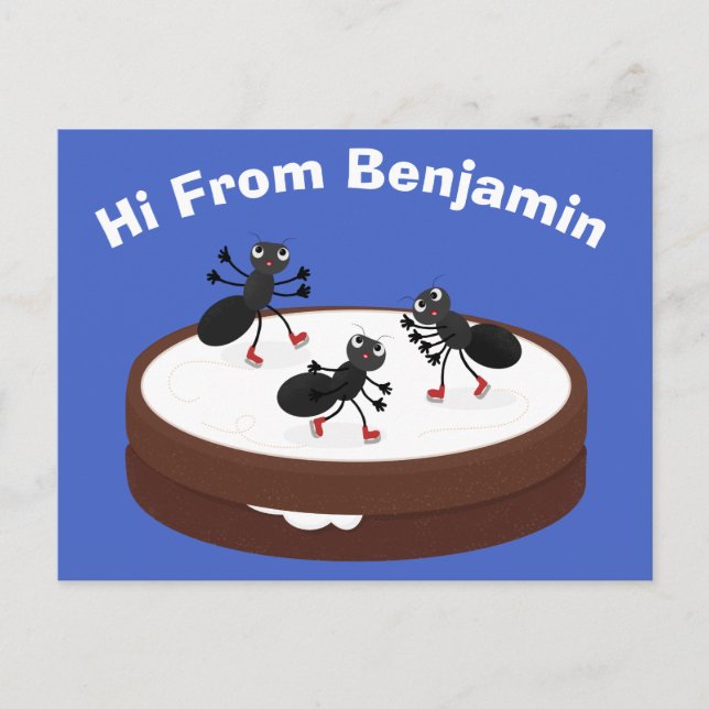 Lycklig ants isar på tecknad av cookie vykort (Framsida)