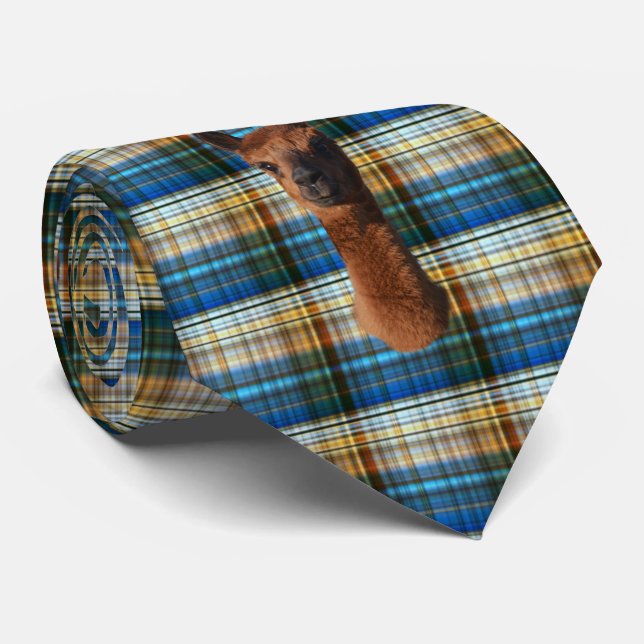 Lycklig Apacas vid en utskrift av Tartan, Slips (Rullad)