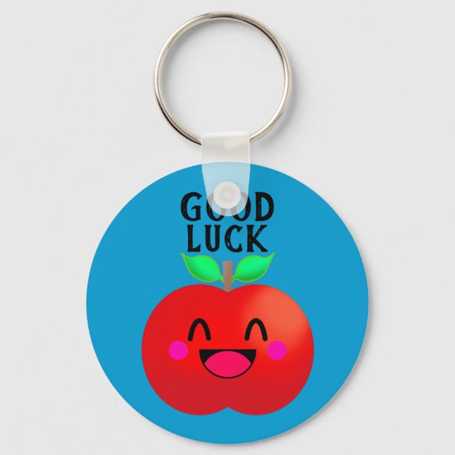 Lycklig Apple Lycka till Sweet Pure Motivation Nyckelring (Framsida)