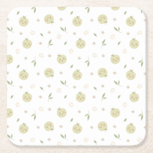 Lycklig Apples Mönster - Papper Underlägg Kvadrat