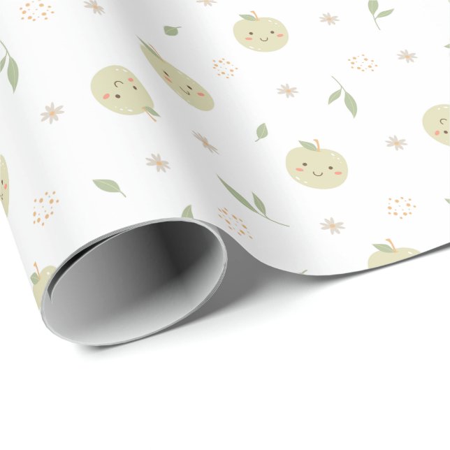 Lycklig Apples Mönster - Wrapping Papper Roll Presentpapper (Rullad Hörn)