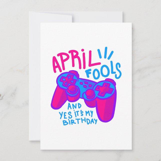lycklig aprilskämt födelsedag gamer inbjudningar (Framsida)