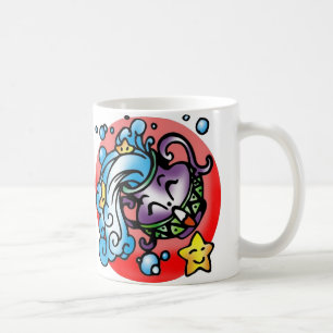 Lycklig Aquarius Lila Tecknad Vas som släpper ut v Kaffemugg