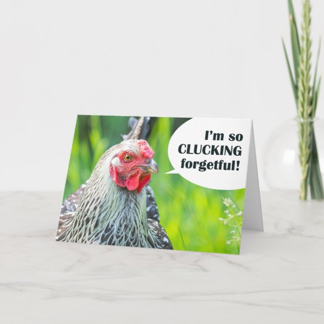 Lycklig är födelsedag för vem som helstChicken Hum Helgkort (Framsida)