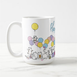 Lycklig år med att leka katter kaffemugg