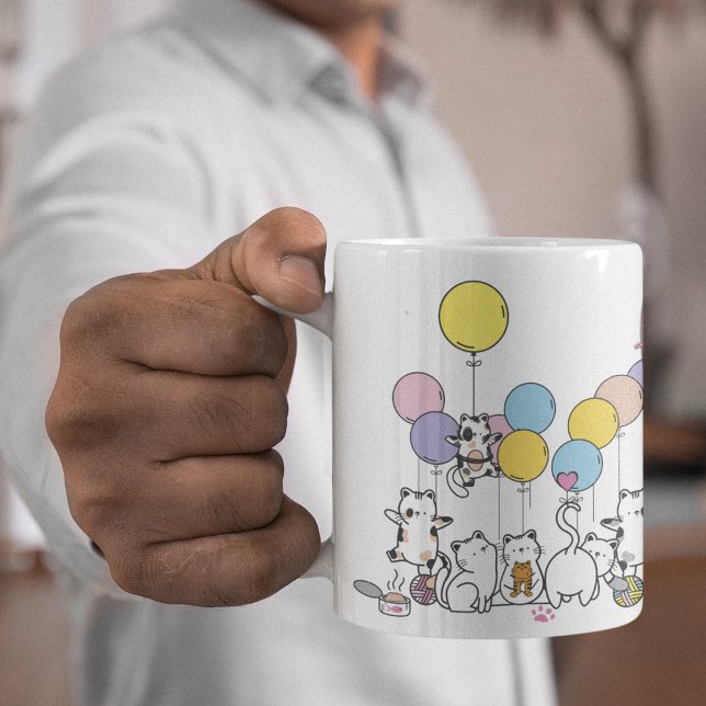 Lycklig år med att leka katter kaffemugg (Happy Year With Playing Cats Coffee Mug)