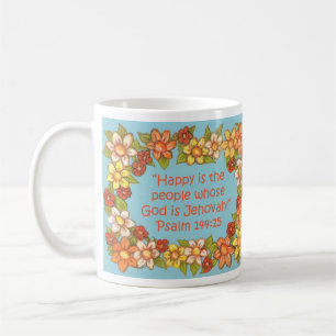 Lycklig är People Gud är Jehovah Scripture Mugg