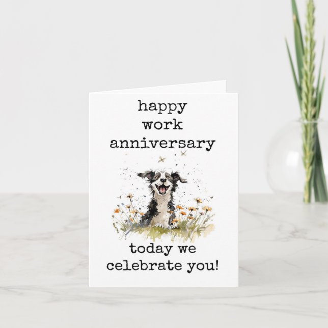 Lycklig arbetsår, årsjubileum, roligt tack kort (Framsida)