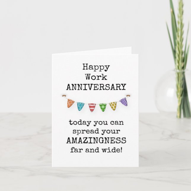 Lycklig arbetsår, årsjubileum, roligt tack kort (Framsida)