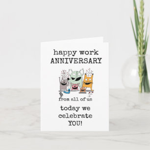 Lycklig arbetsårsdag, Firande-kort, cute Kort