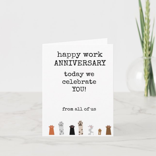 Lycklig arbetsårsdag, från oss alla, Cute Card Kort (Framsida)
