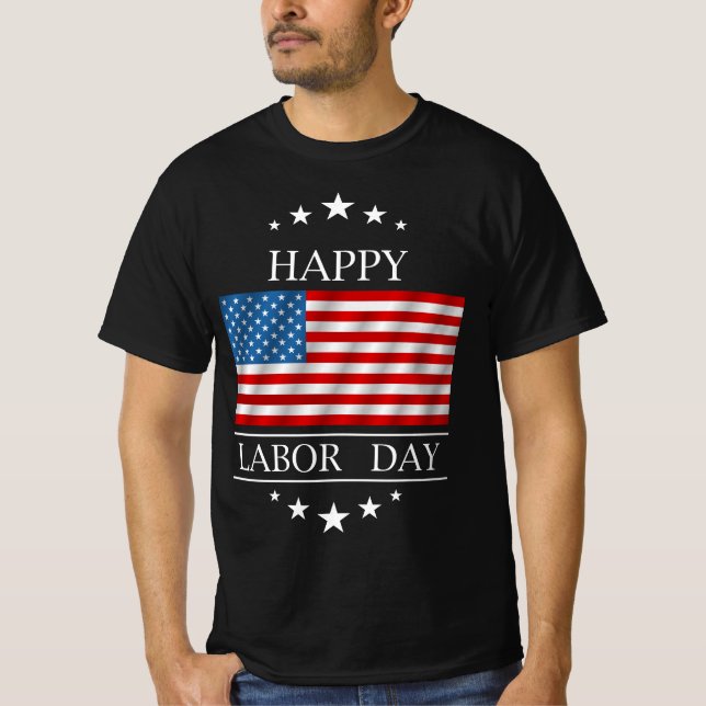 Lycklig arbetsdag 2023 Amerikanska Flagga arbetsda T Shirt (Framsida)