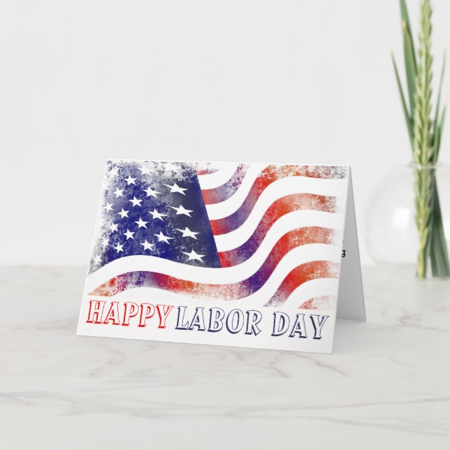 Lycklig arbetsdag Amerikanska Flagga Kort (Framsida)