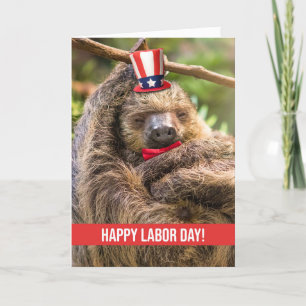 Lycklig arbetsdag Cute Patriotic Sleeping Sloth Helgkort