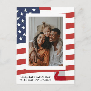 Lycklig arbetsdag i Elegant med USA flagga Photo Vykort