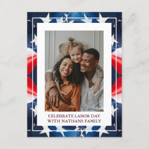 Lycklig arbetsdag i Elegant med USA flagga Photo Vykort