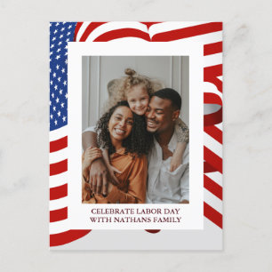 Lycklig arbetsdag i Elegant med USA flagga Photo Vykort