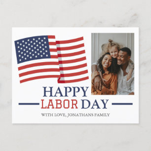 Lycklig arbetsdag i Elegant med USA flagga Photo Vykort
