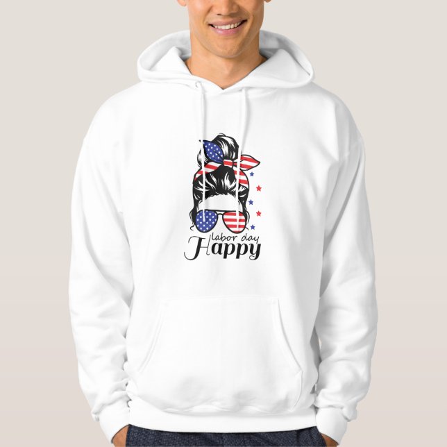 Lycklig arbetsdag i USA flagga Hoodie (Framsida)