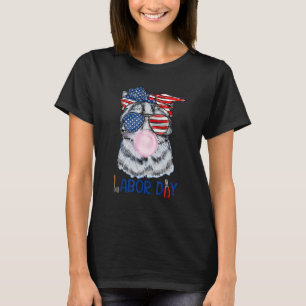 Lycklig arbetsdag Katt Bubble Gum America Flagga T Shirt