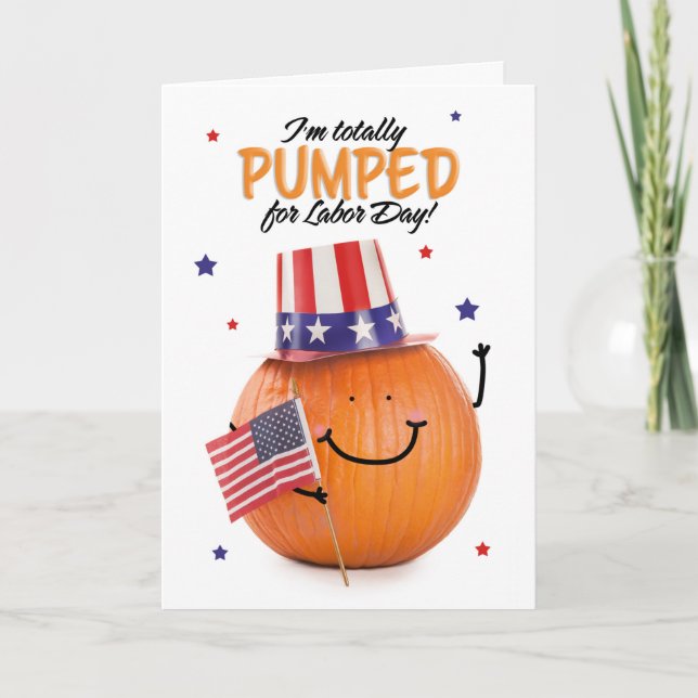 Lycklig arbetsdag Patriotic Pumpkin Humor Helgkort (Framsida)