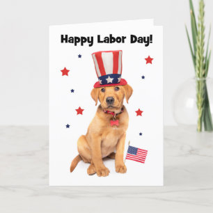 Lycklig arbetsdag Patriotic Red Fox Labrador Puppy Helgkort