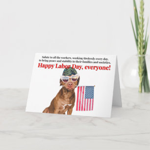 Lycklig arbetsdag, patriotisk Hund med Flagga Kort