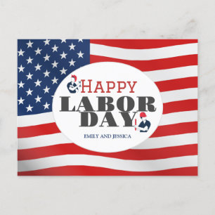 Lycklig arbetsdag patriotisk USA flagga Vykort