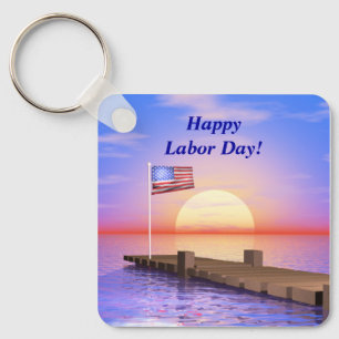 Lycklig arbetsdag, US Flagga och Dock Nyckelring