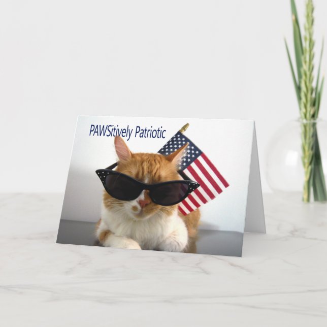 Lycklig-arbetsdagen - PAWSitively Patriotic Cat Kort (Framsida)