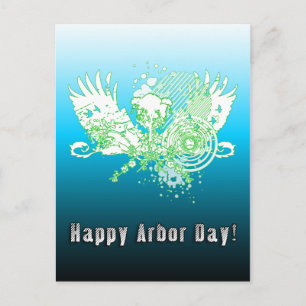 Lycklig Arbor Day hi-fi träd Vykort
