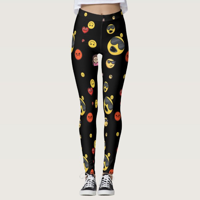 Lycklig, arg, kärlek, flicka emojis leggings (Framsida)