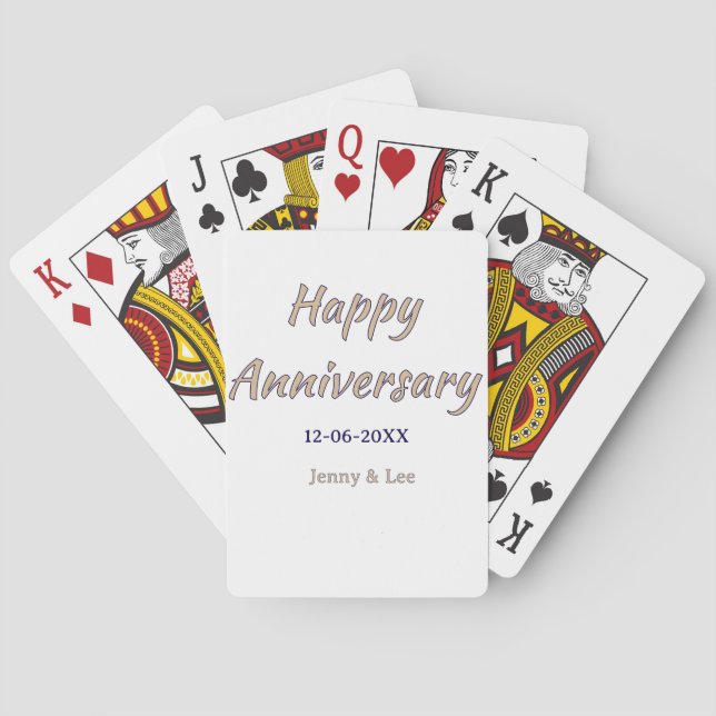 lycklig årsdag brun grå namn datum par mode casinokort (Baksidan)