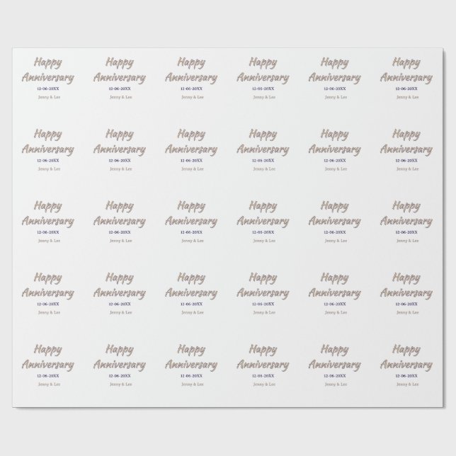 lycklig årsdag brun grå namn datum par mode presentpapper (Platt)