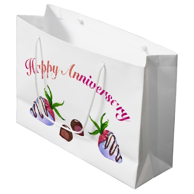 Lycklig årsdag chokladtäckta jordgubbar (Framsidan Vinklad)