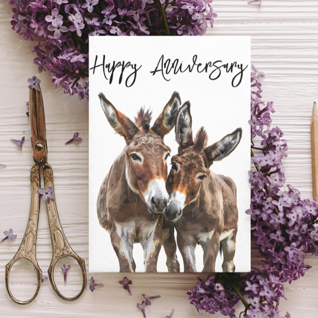Lycklig-årsdag Cute Donkey Kärlek Kort (Skapare uppladdad)